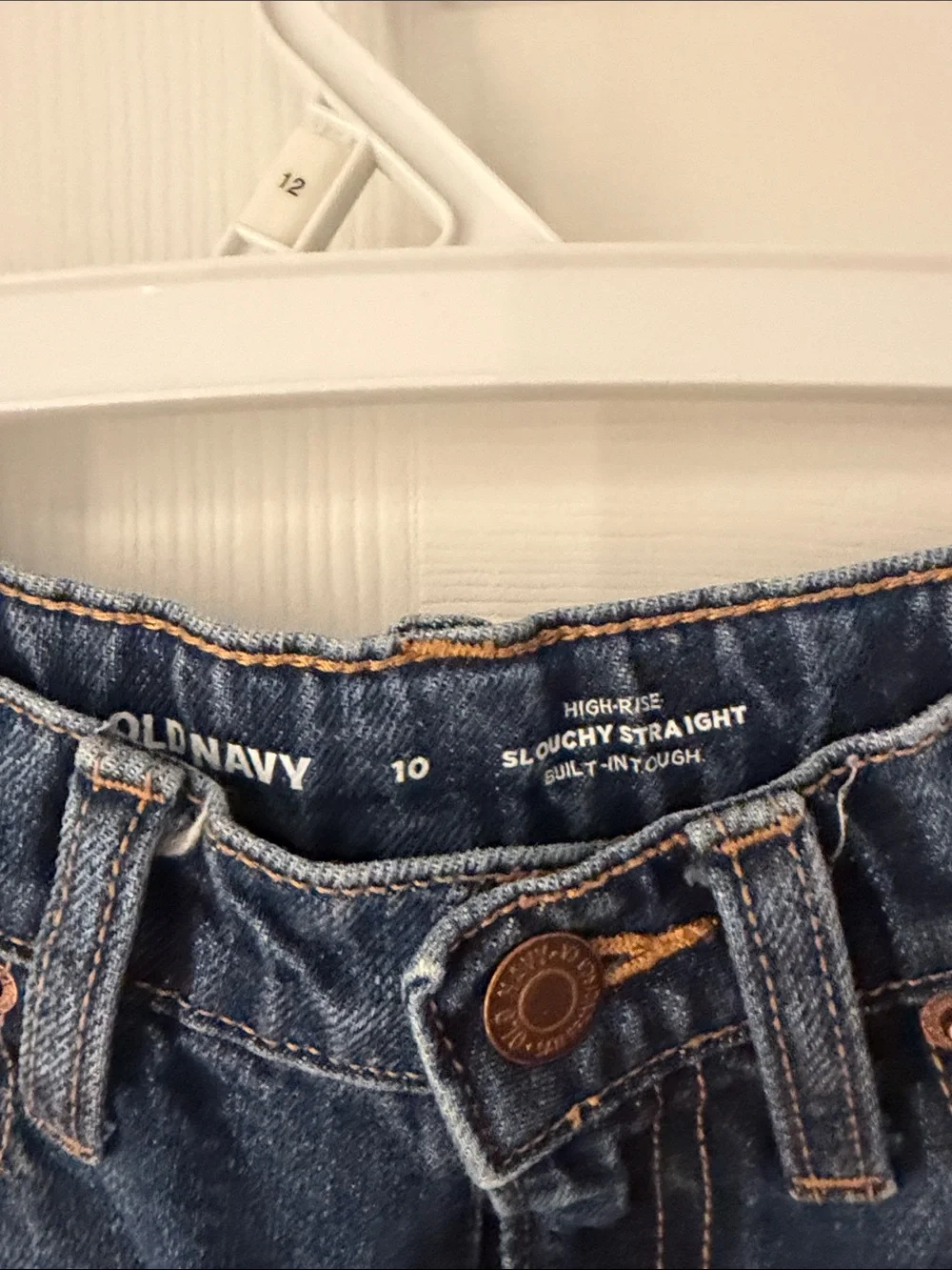 Old Navy Girls Dark Blue Straight Jeans with Distressed Knee
